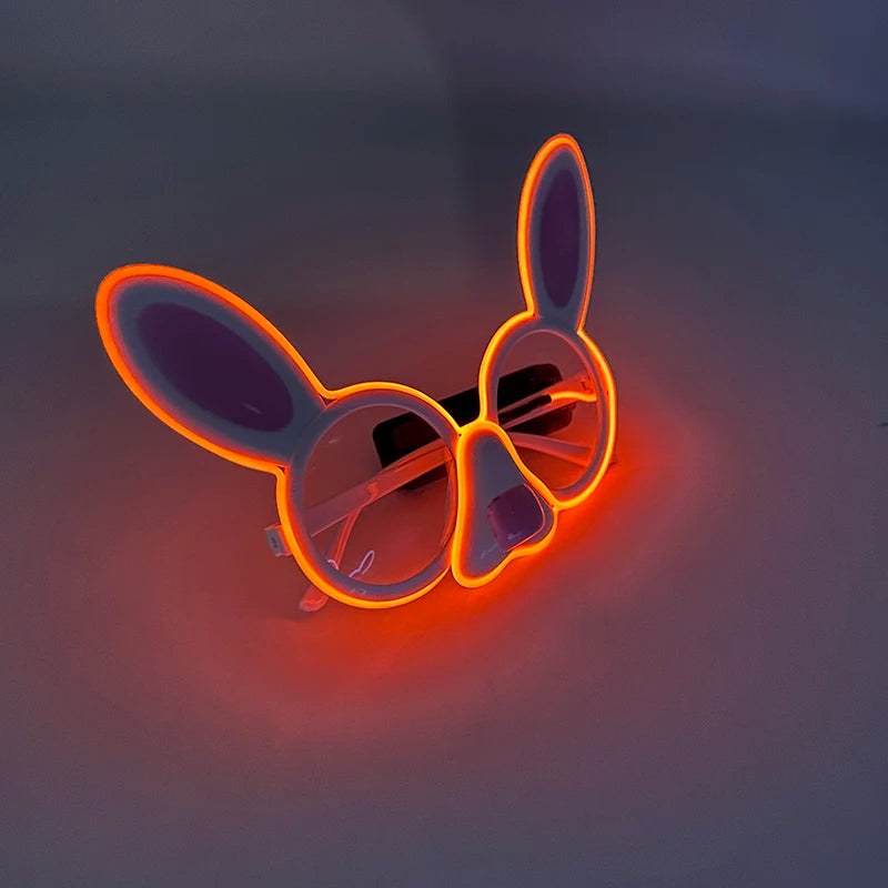 1 pc Mini Rabbit Glasses Luminous LED Light Party Glasses Boys Girls Holiday Supplies Props Glow Sunglasses For Dark Night