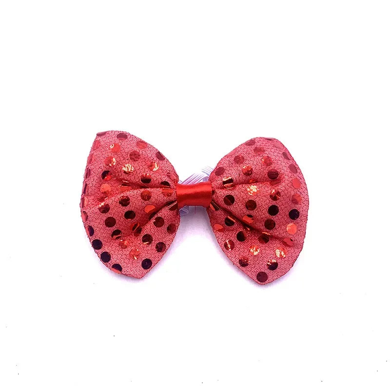 10pcs Adult Kids Bright Sequin LED Bowties Flashing Light Up Neck Ties for Party Rave Holiday Wedding Glow Party Supplies