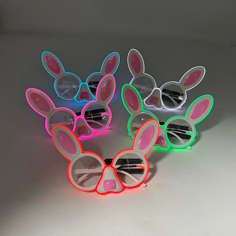 1 pc Mini Rabbit Glasses Luminous LED Light Party Glasses Boys Girls Holiday Supplies Props Glow Sunglasses For Dark Night
