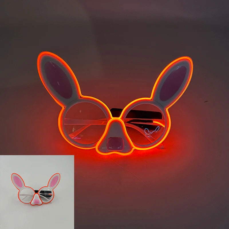 1 pc Mini Rabbit Glasses Luminous LED Light Party Glasses Boys Girls Holiday Supplies Props Glow Sunglasses For Dark Night