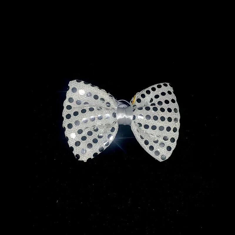 10pcs Adult Kids Bright Sequin LED Bowties Flashing Light Up Neck Ties for Party Rave Holiday Wedding Glow Party Supplies