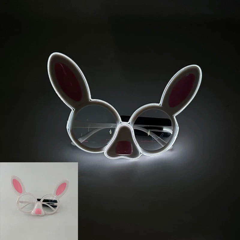 1 pc Mini Rabbit Glasses Luminous LED Light Party Glasses Boys Girls Holiday Supplies Props Glow Sunglasses For Dark Night