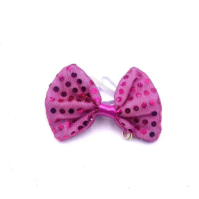 10pcs Adult Kids Bright Sequin LED Bowties Flashing Light Up Neck Ties for Party Rave Holiday Wedding Glow Party Supplies