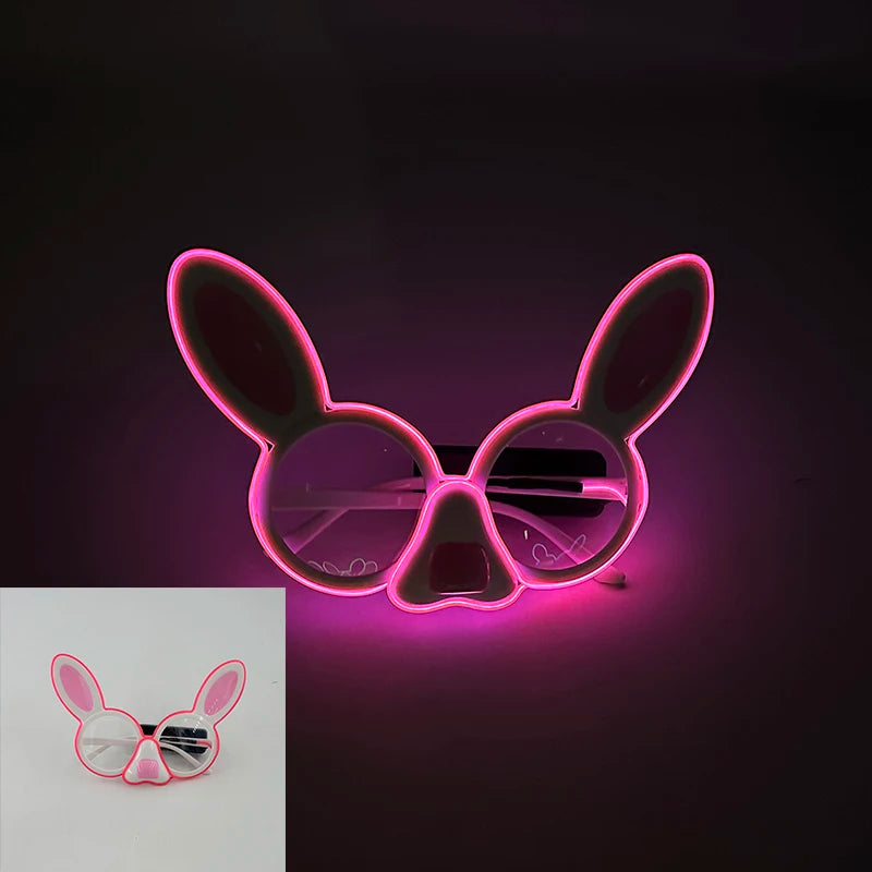 1 pc Mini Rabbit Glasses Luminous LED Light Party Glasses Boys Girls Holiday Supplies Props Glow Sunglasses For Dark Night