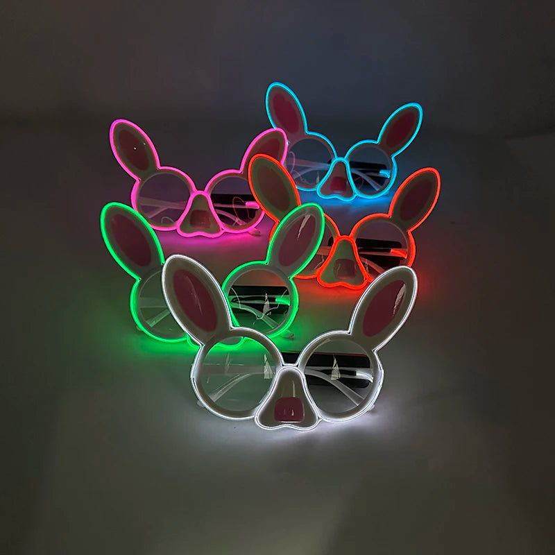 1 pc Mini Rabbit Glasses Luminous LED Light Party Glasses Boys Girls Holiday Supplies Props Glow Sunglasses For Dark Night