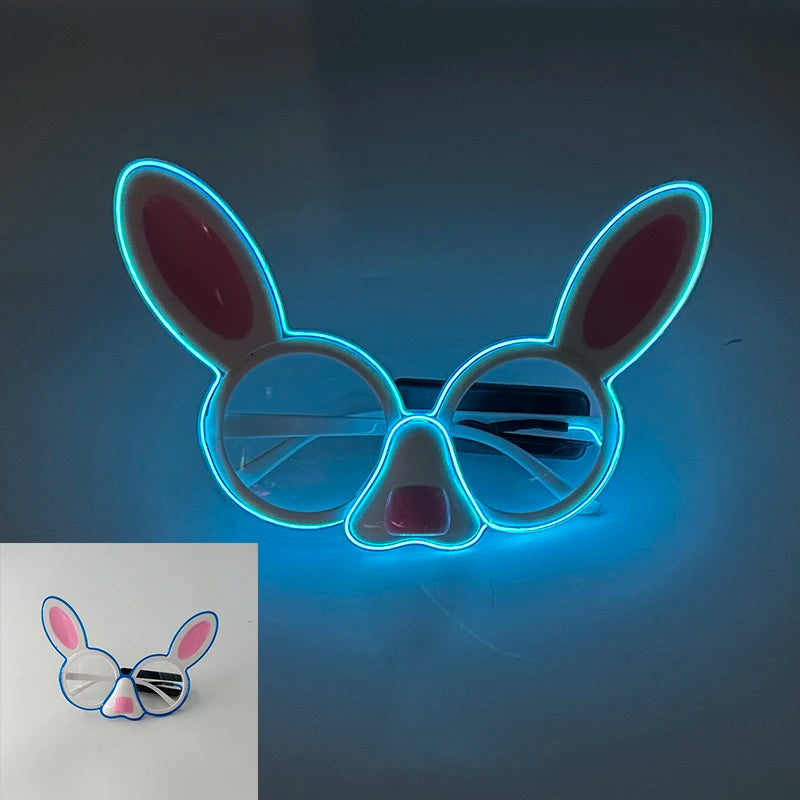 1 pc Mini Rabbit Glasses Luminous LED Light Party Glasses Boys Girls Holiday Supplies Props Glow Sunglasses For Dark Night