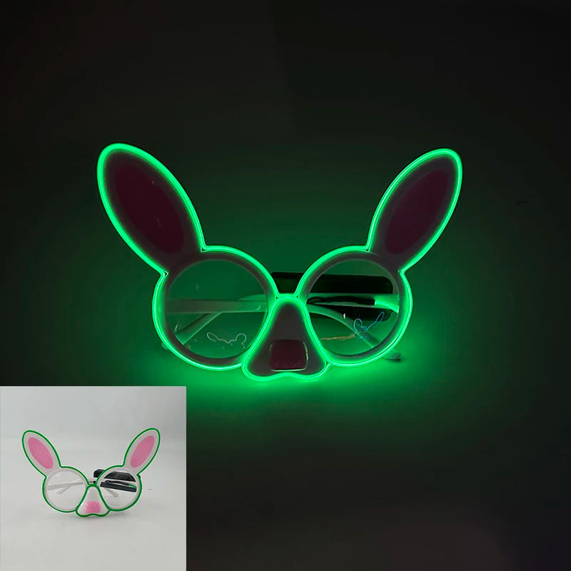 1 pc Mini Rabbit Glasses Luminous LED Light Party Glasses Boys Girls Holiday Supplies Props Glow Sunglasses For Dark Night