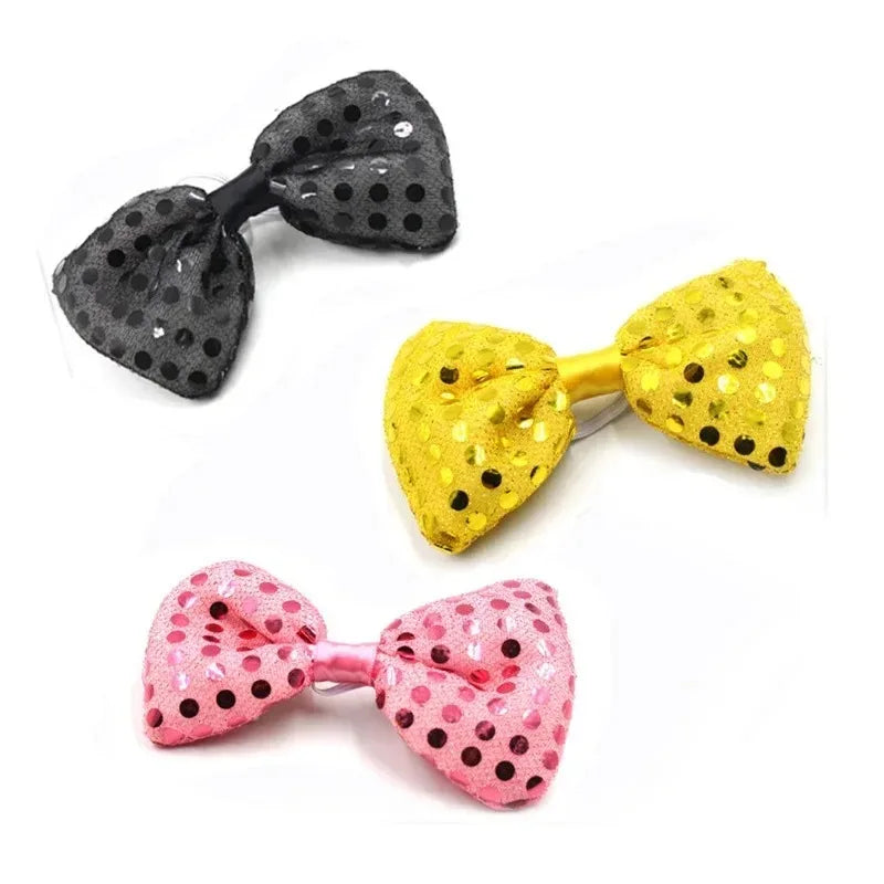 10pcs Adult Kids Bright Sequin LED Bowties Flashing Light Up Neck Ties for Party Rave Holiday Wedding Glow Party Supplies